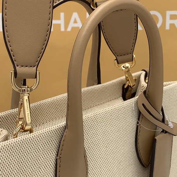 Michael Kors Mirella Small Shopper Top Zip Crossbody Bag Camel MK NWT - Picture 9 of 15